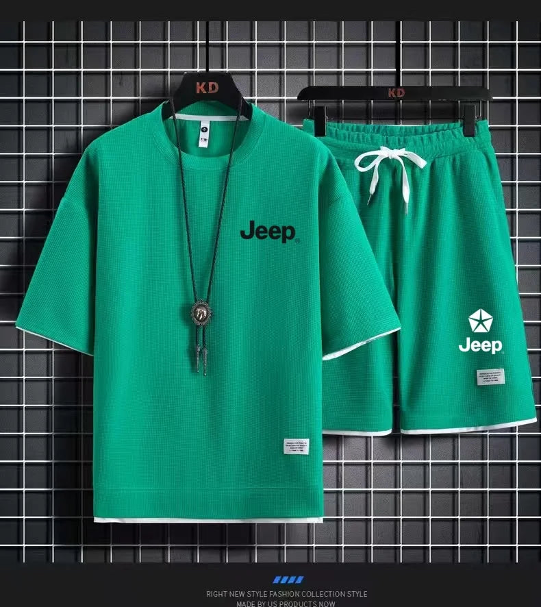 Jeep Brand 2026 Casual Shirts, Men's Sportswear, Loose Short-Sleeved T-Shirts and Summer Shorts