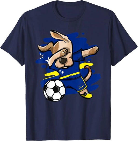 Dabbing Dog Curacao Soccer Fans Jersey Curacao Flag Football Men Women Kids T-Shirt 2026