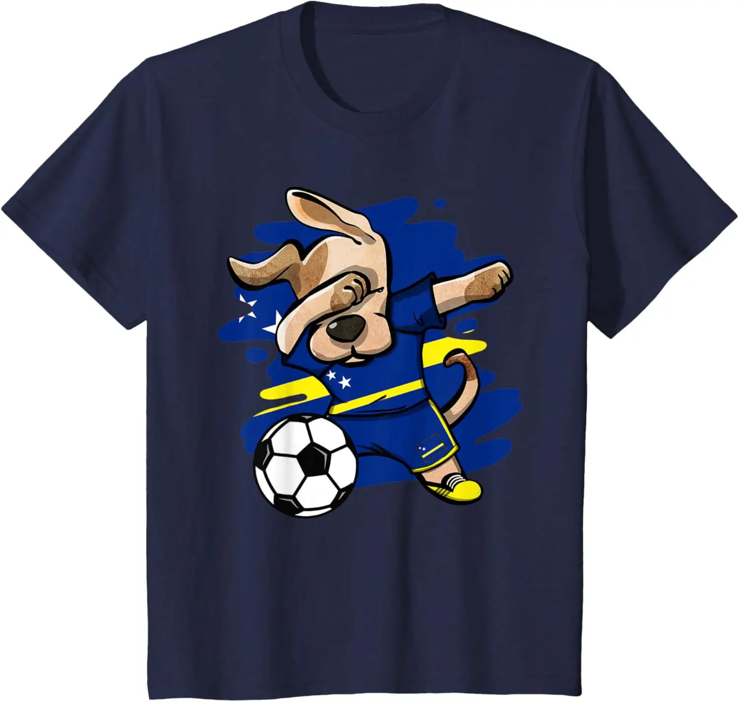 Dabbing Dog Curacao Soccer Fans Jersey Curacao Flag Football Men Women Kids T-Shirt 2026