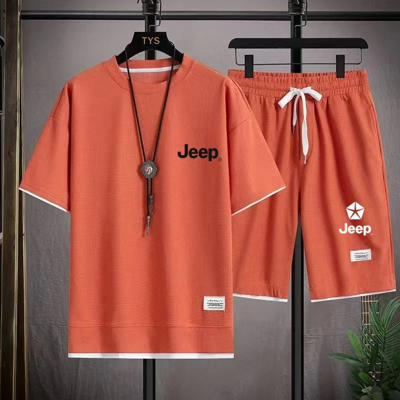 Jeep Brand 2026 Casual Shirts, Men's Sportswear, Loose Short-Sleeved T-Shirts and Summer Shorts