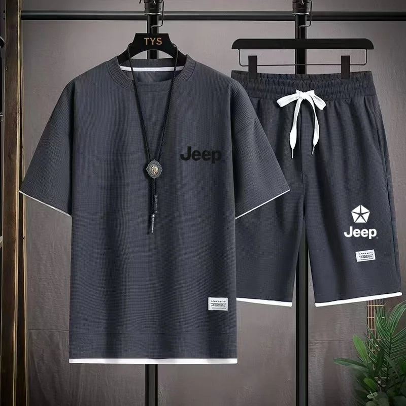 Jeep Brand 2026 Casual Shirts, Men's Sportswear, Loose Short-Sleeved T-Shirts and Summer Shorts