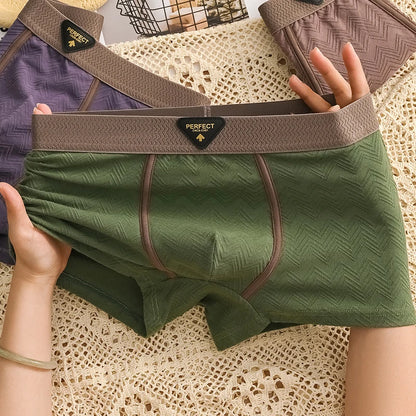 1 Pack Men's Mid-Waist Underwear - Breathable Moisture-Wicking & Antibacterial Cotton Jacquard Boxer Shorts