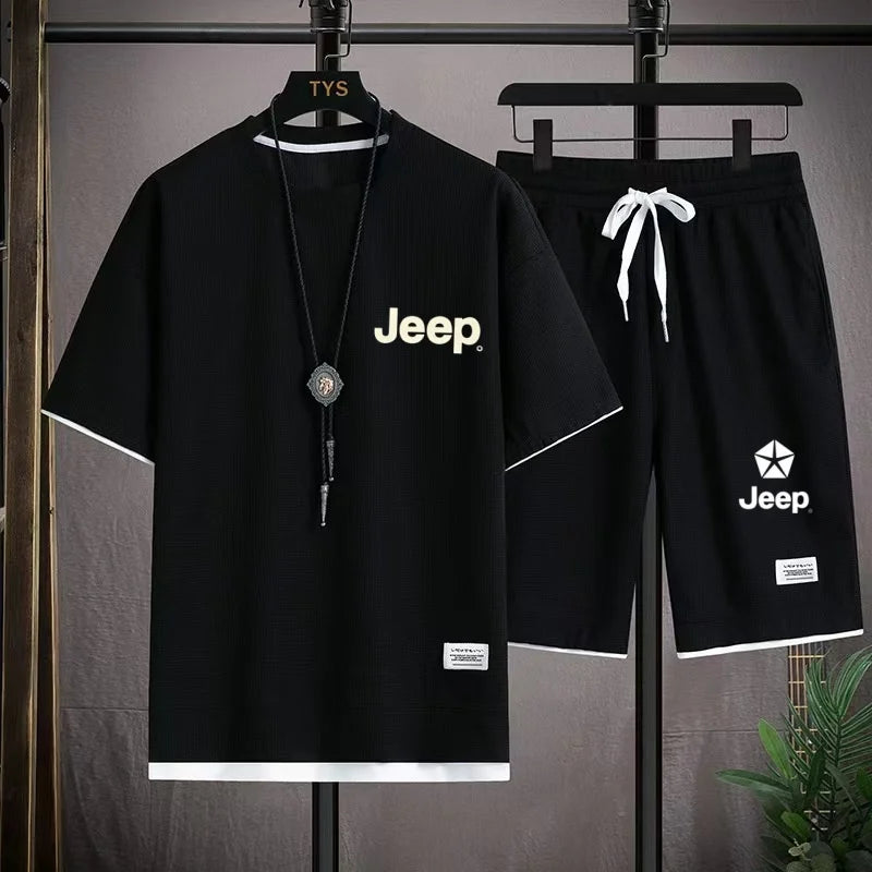 Jeep Brand 2026 Casual Shirts, Men's Sportswear, Loose Short-Sleeved T-Shirts and Summer Shorts